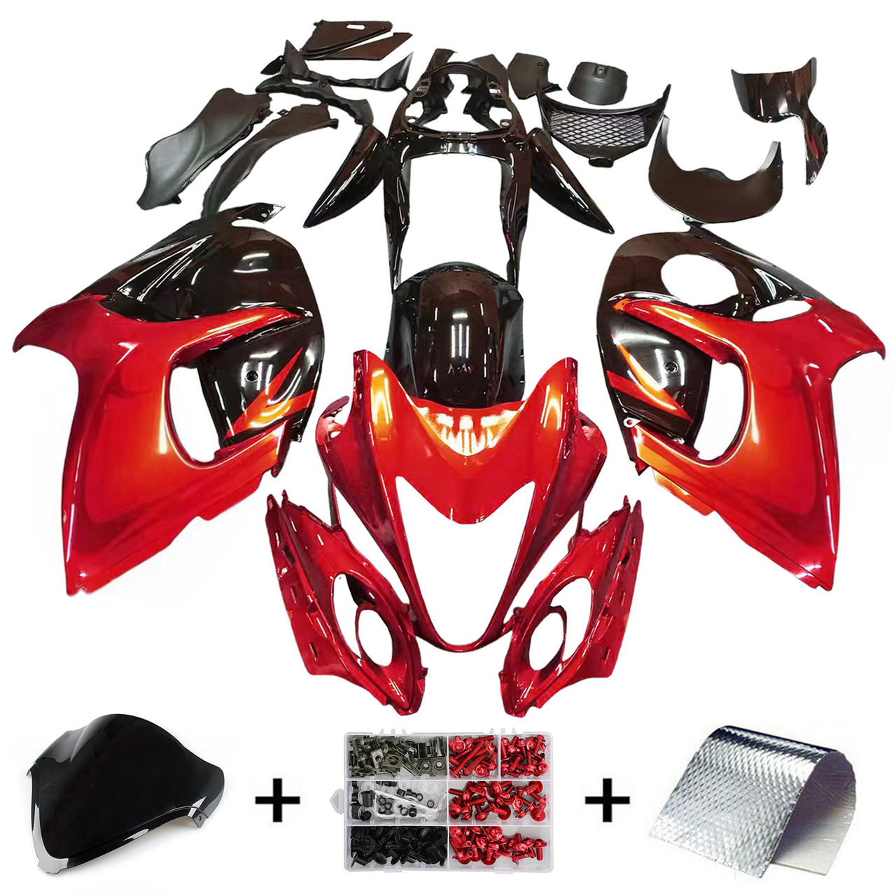 2008-2020 GSX1300R Hayabusa Suzuki Gloss Red&Black Fairing Kit