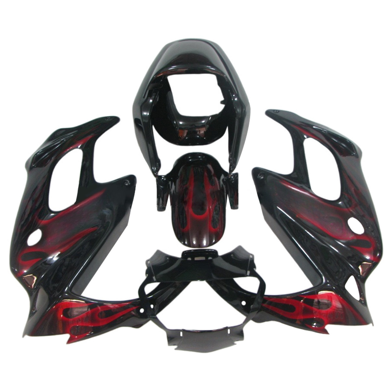 1997-2005 VTR1000F Honda Black&Red Flame Fairing Kit