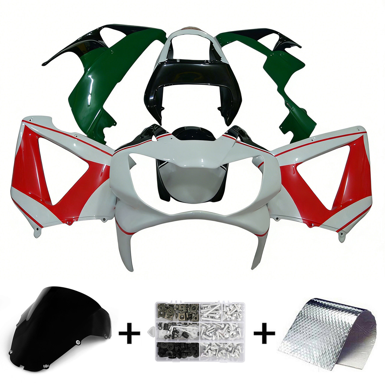 2000-2001 Honda CBR929RR White Black Red Green Fairing Kit 1