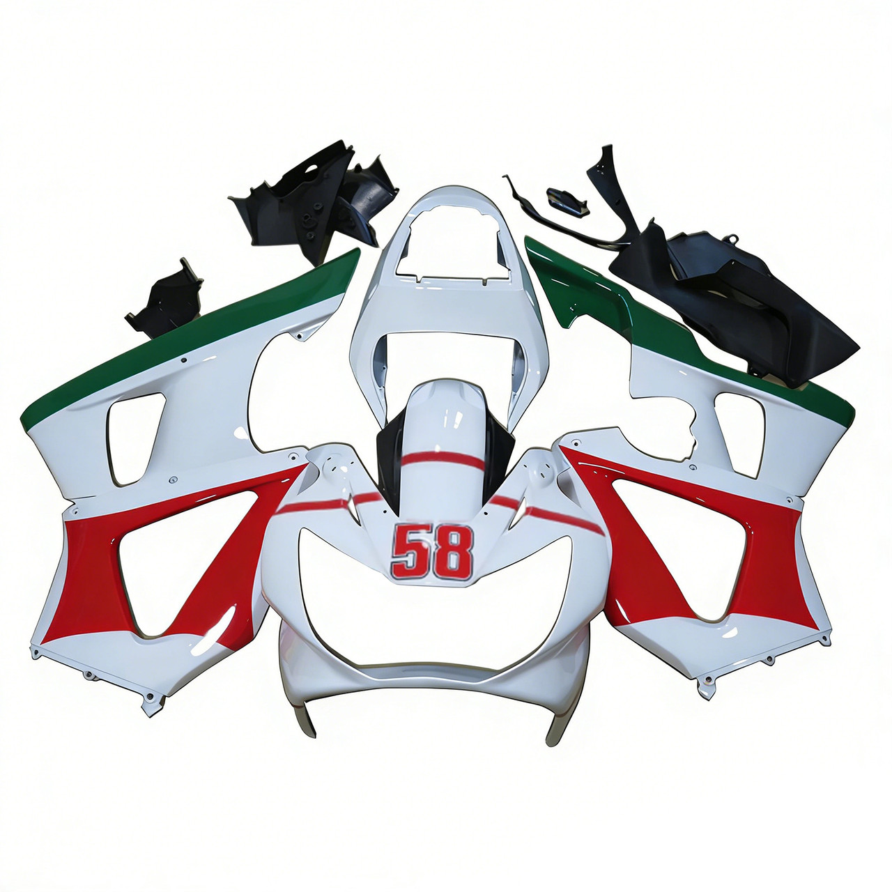 2000-2001 Honda CBR929RR White Black Red Green Fairing Kit