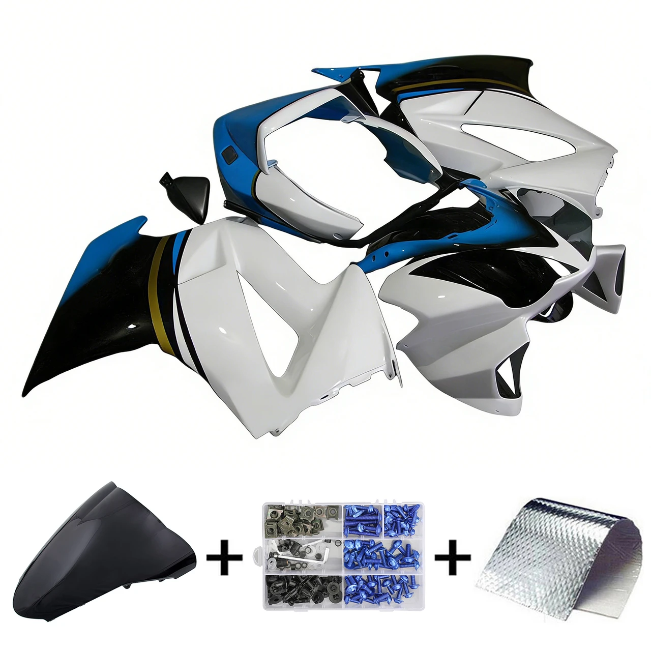 2002-2012 Honda VFR800 White Black Fairing Kit