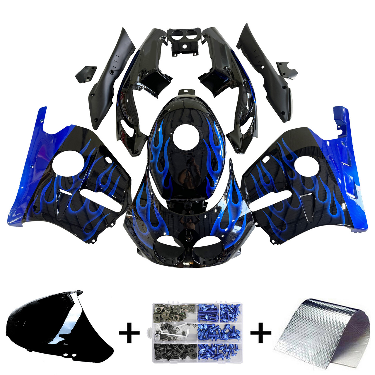 1990-1998 Honda CBR250RR MC22 Black Blue Fairing Kit