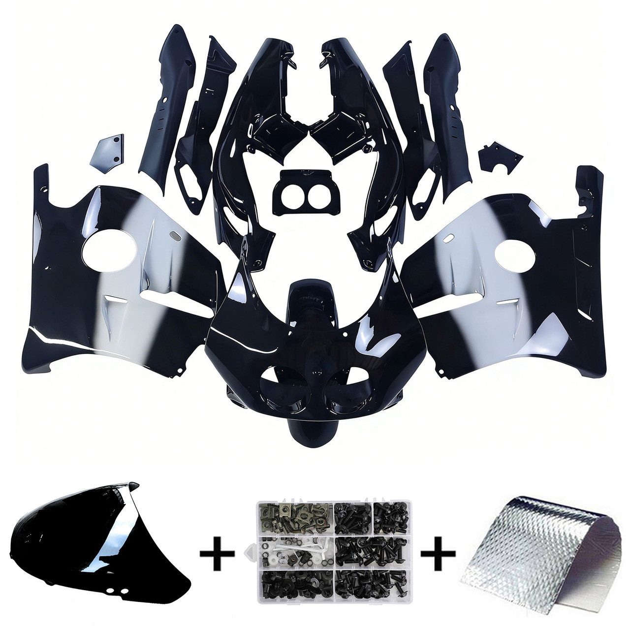 1990-1998 Honda CBR250RR MC22 Black White Fairing Kit 1