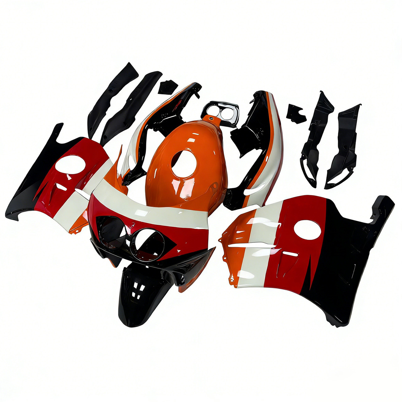1990-1998 Honda CBR250RR MC22 Black Orange Red Fairing Kit