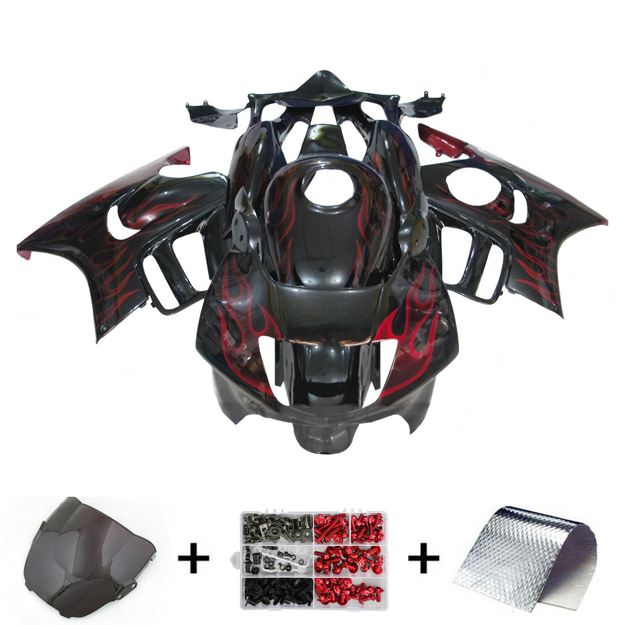 1997-1998 Honda CBR600 F3 Black & Red Flame Fairing Kit