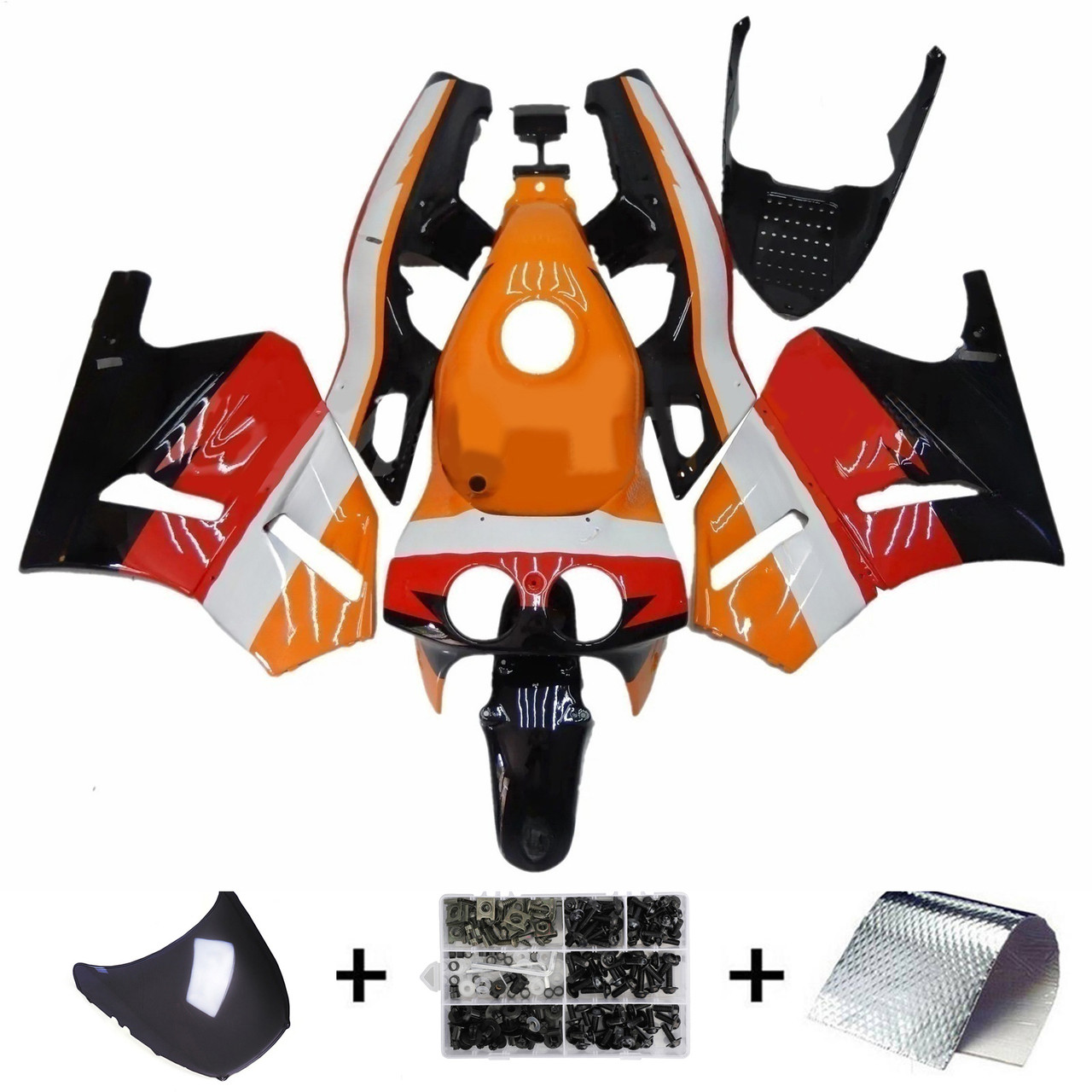 1988-1992 Honda VFR400R NC30 Black Orange Red White Fairing Kit