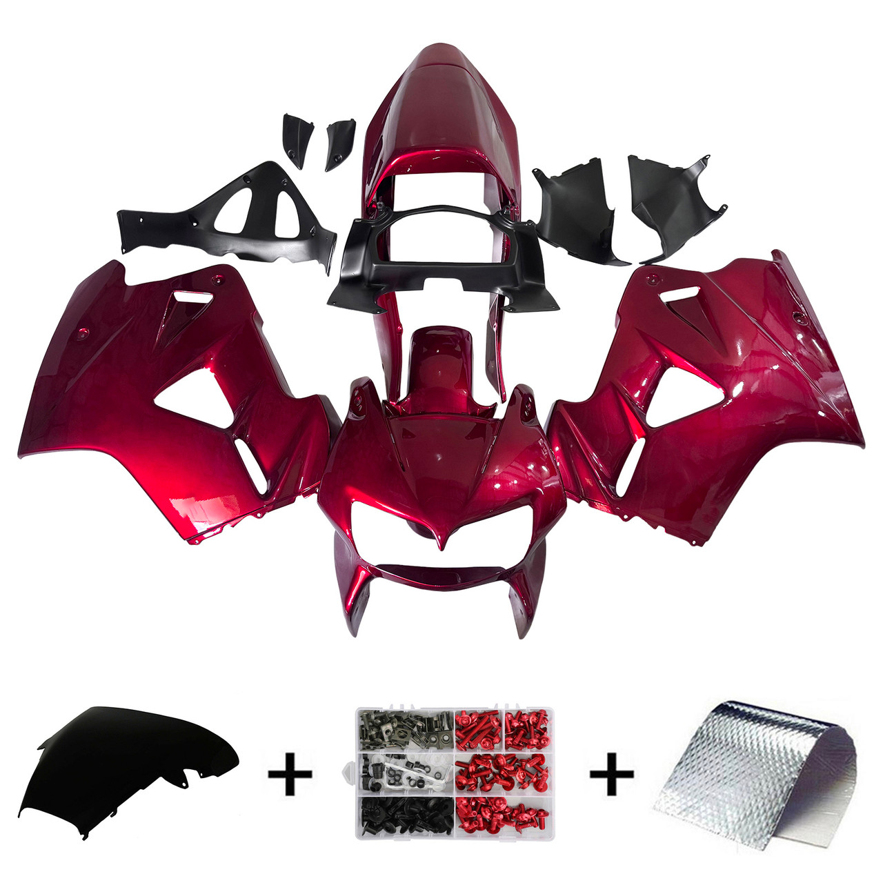 1998-2001 Honda VFR800 Red Black Fairing Kit