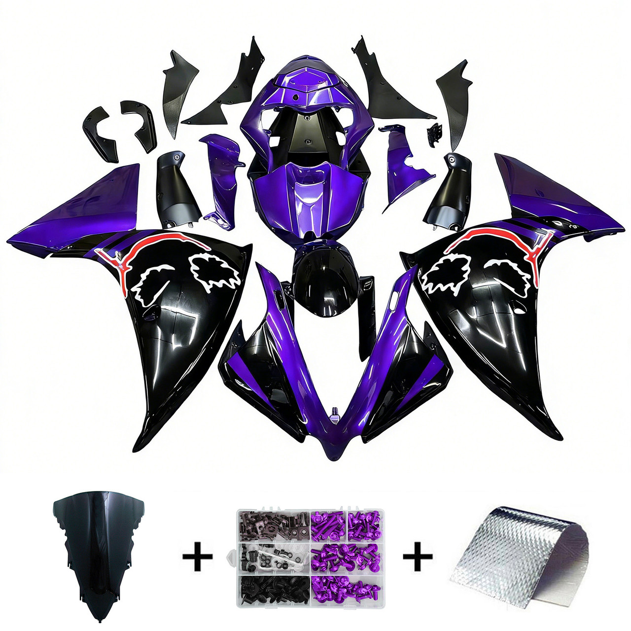 2012-2014 Yamaha YZF 1000 R1 Black Blue Purple Fairing Kit
