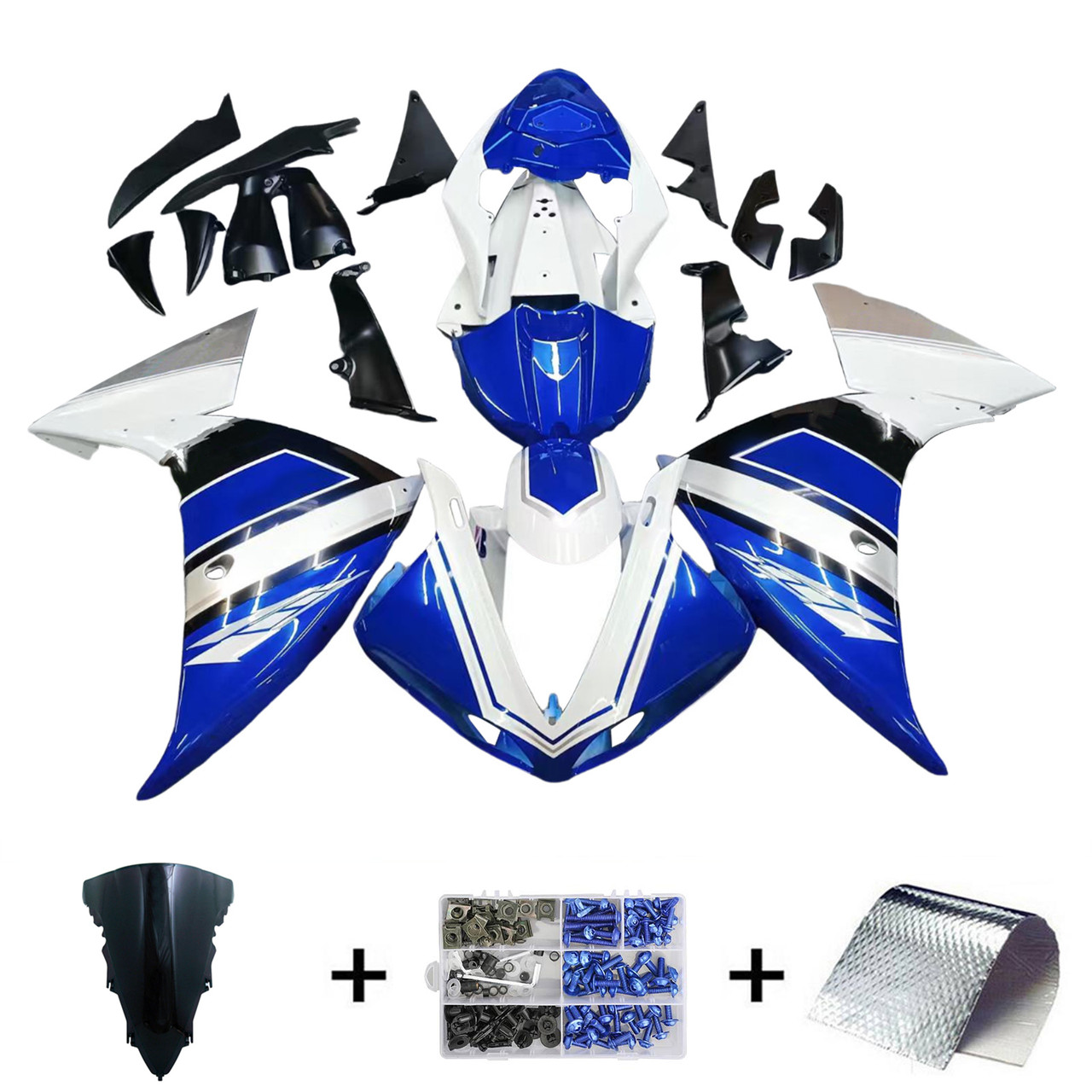 2012-2014 Yamaha YZF 1000 R1 Blue Black White Fairing Kit