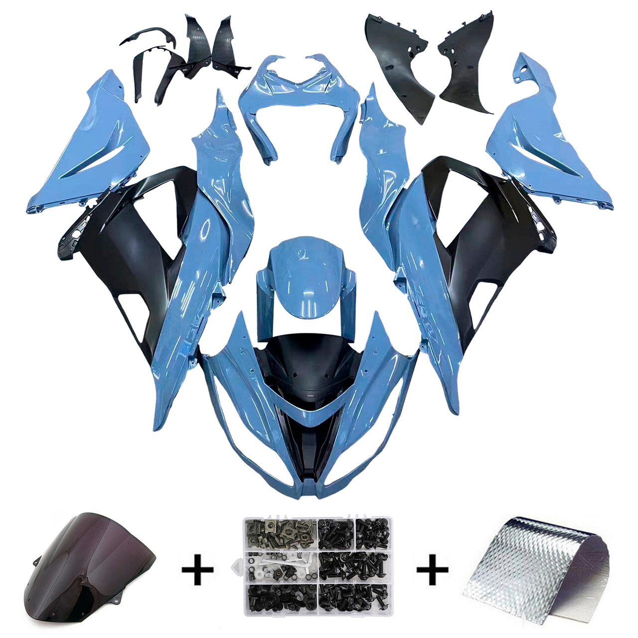 2013-2018 Kawasaki ZX6R 636 Black Gray Fairing Kit
