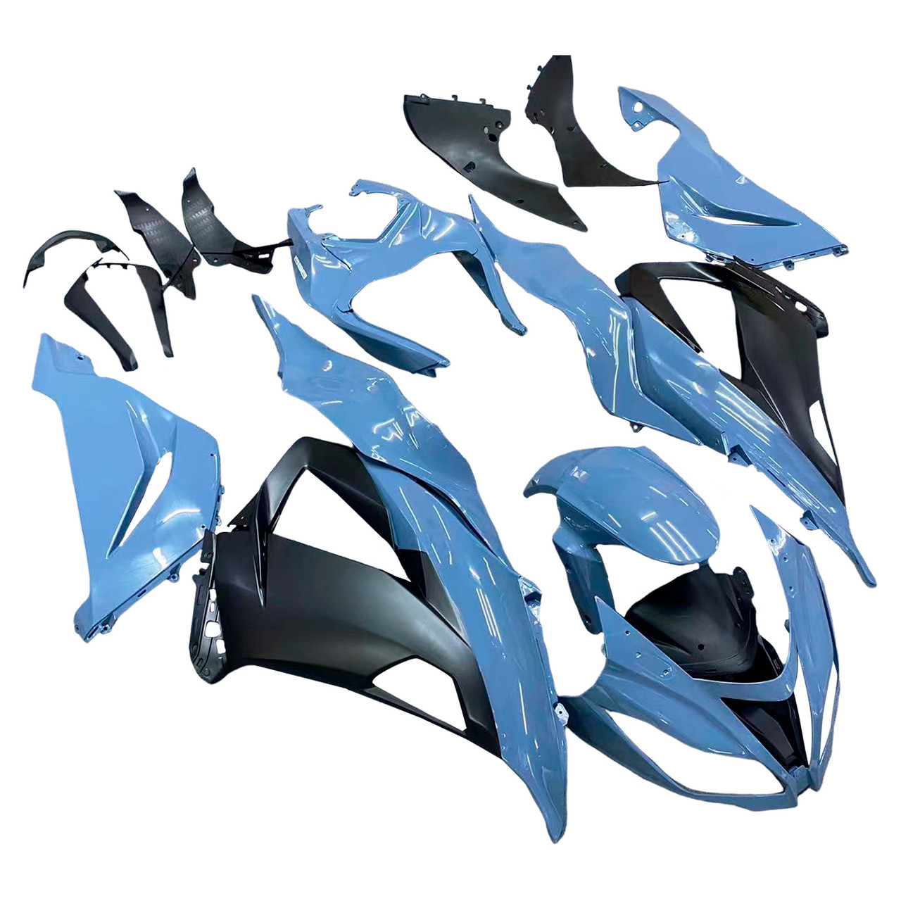 2013-2018 Kawasaki ZX6R 636 Black Gray Fairing Kit