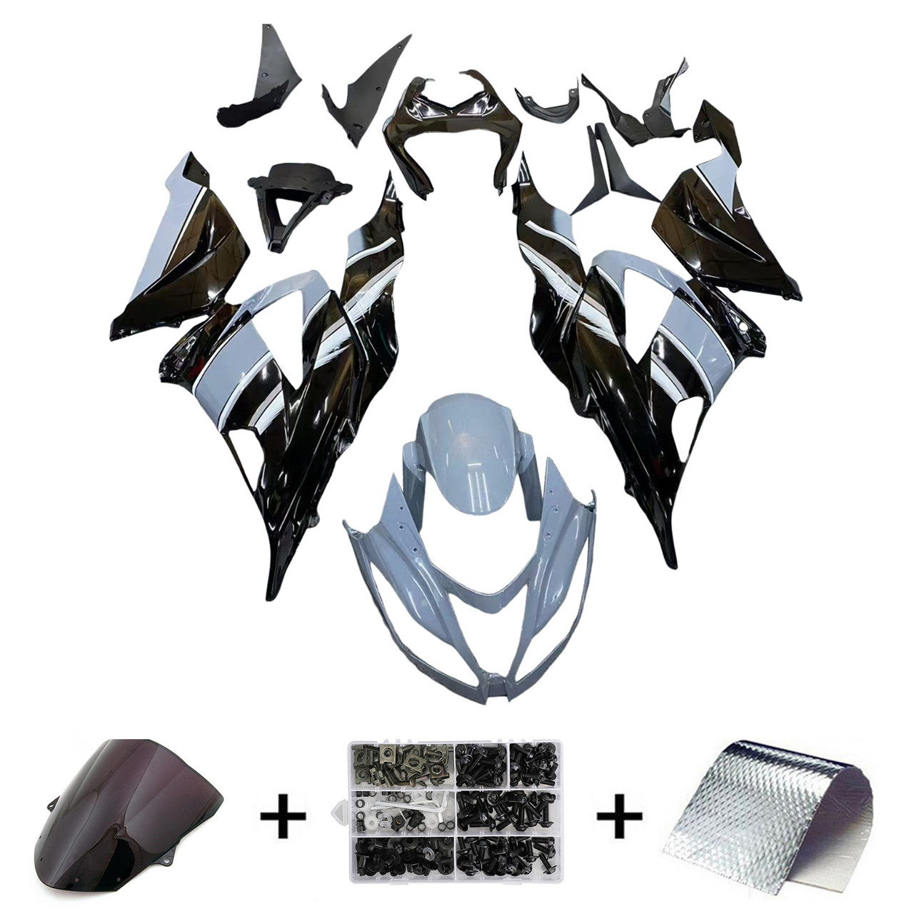2013-2018 Kawasaki ZX6R 636 Gray Black Fairing Kit