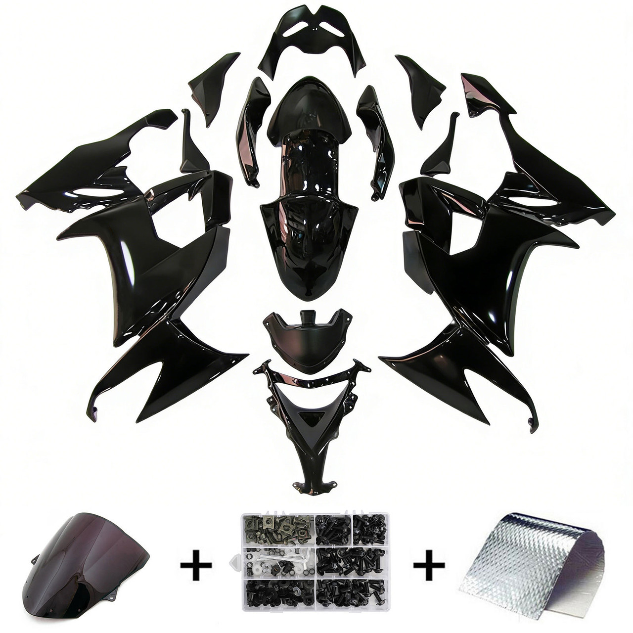 2008-2010 Kawasaki ZX10R Glossy Black Fairing Kit