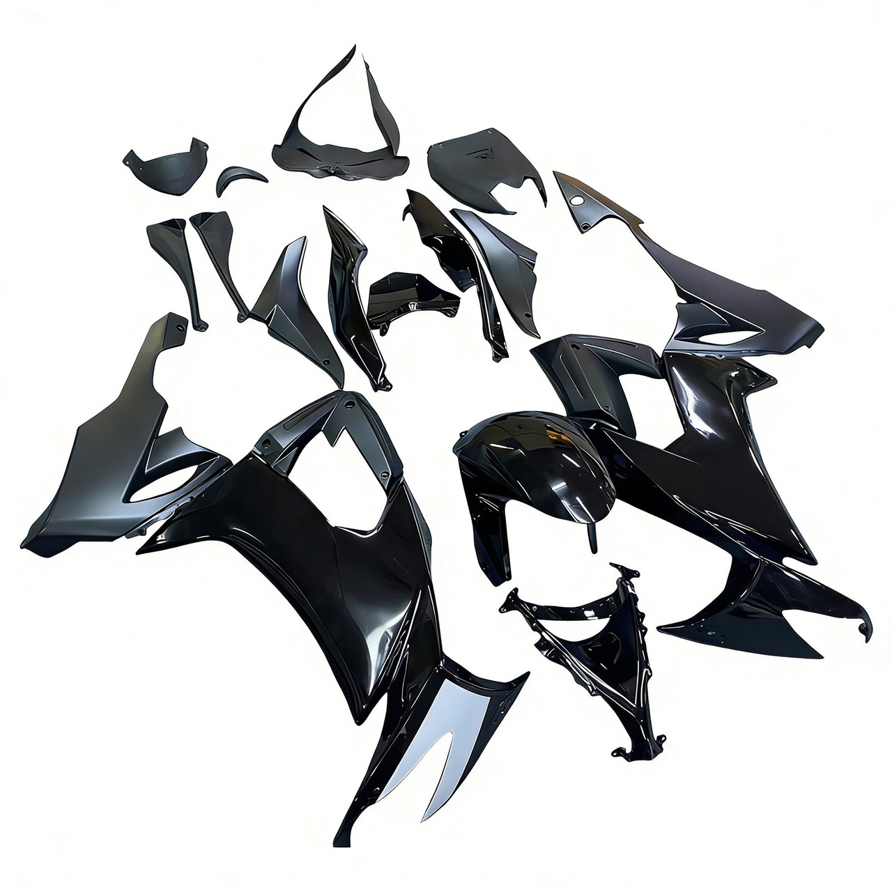 2008-2010 Kawasaki ZX10R Black & White Fairing Kit