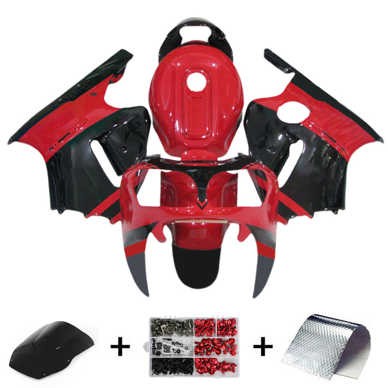 2000-2001 Kawasaki ZX12R Black Red Fairing Kit