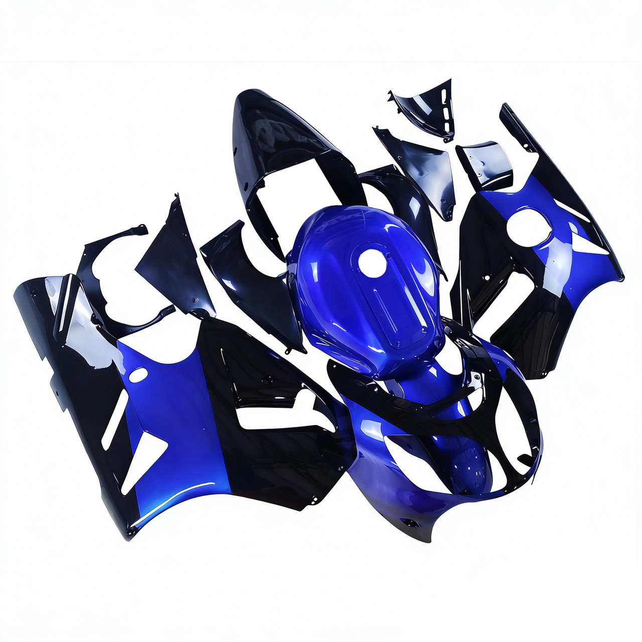 2000-2001 Kawasaki ZX12R Glossy Black Blue Fairing Kit