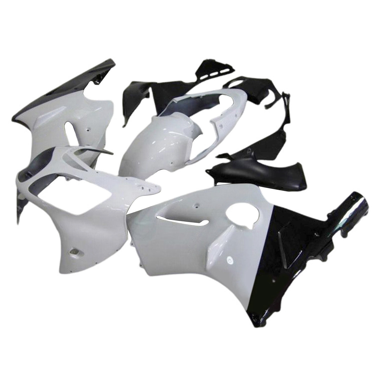 2000-2001 Kawasaki ZX12R White Black Fairing Kit
