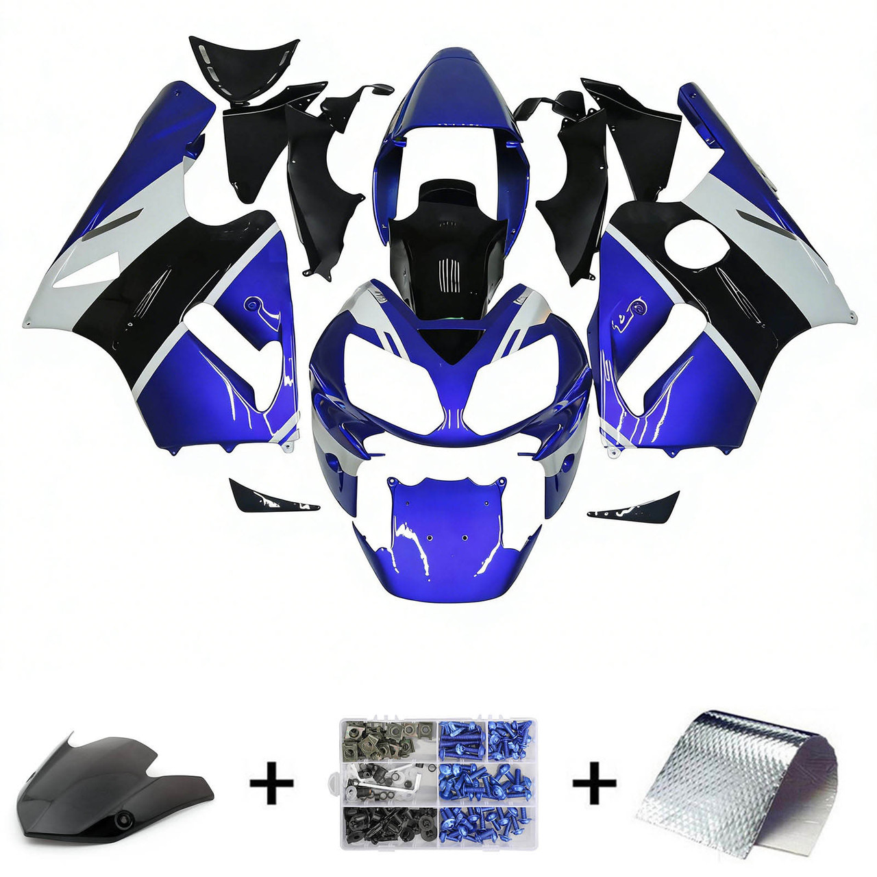 2002-2005 Kawasaki ZX12R Blue Black Fairing Kit