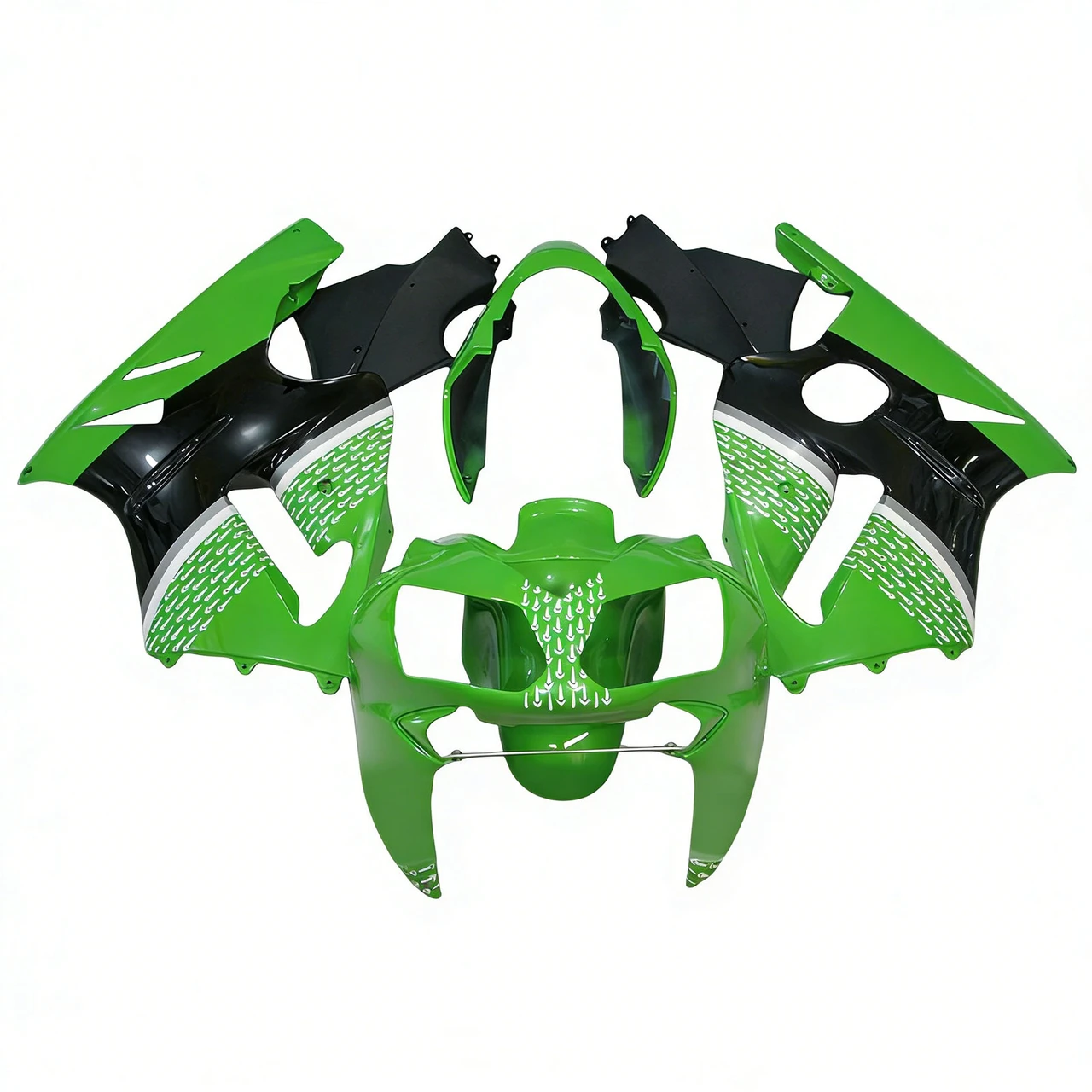 2002-2005 Kawasaki ZX12R Green Black & White Fairing Kit