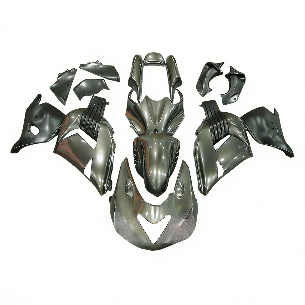 2006-2011 Kawasaki ZX14R ZZR1400 Glossy Gray & White Fairing Kit
