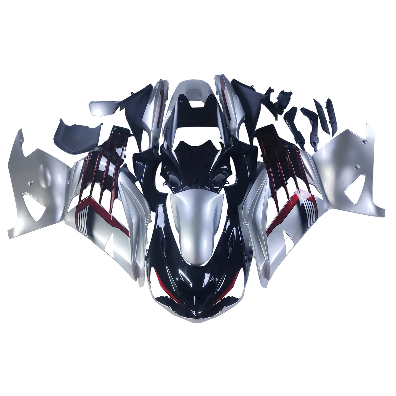 2012-2022 Kawasaki ZX14R ZZR1400 Black Silver Grey & Red Fairing Kit