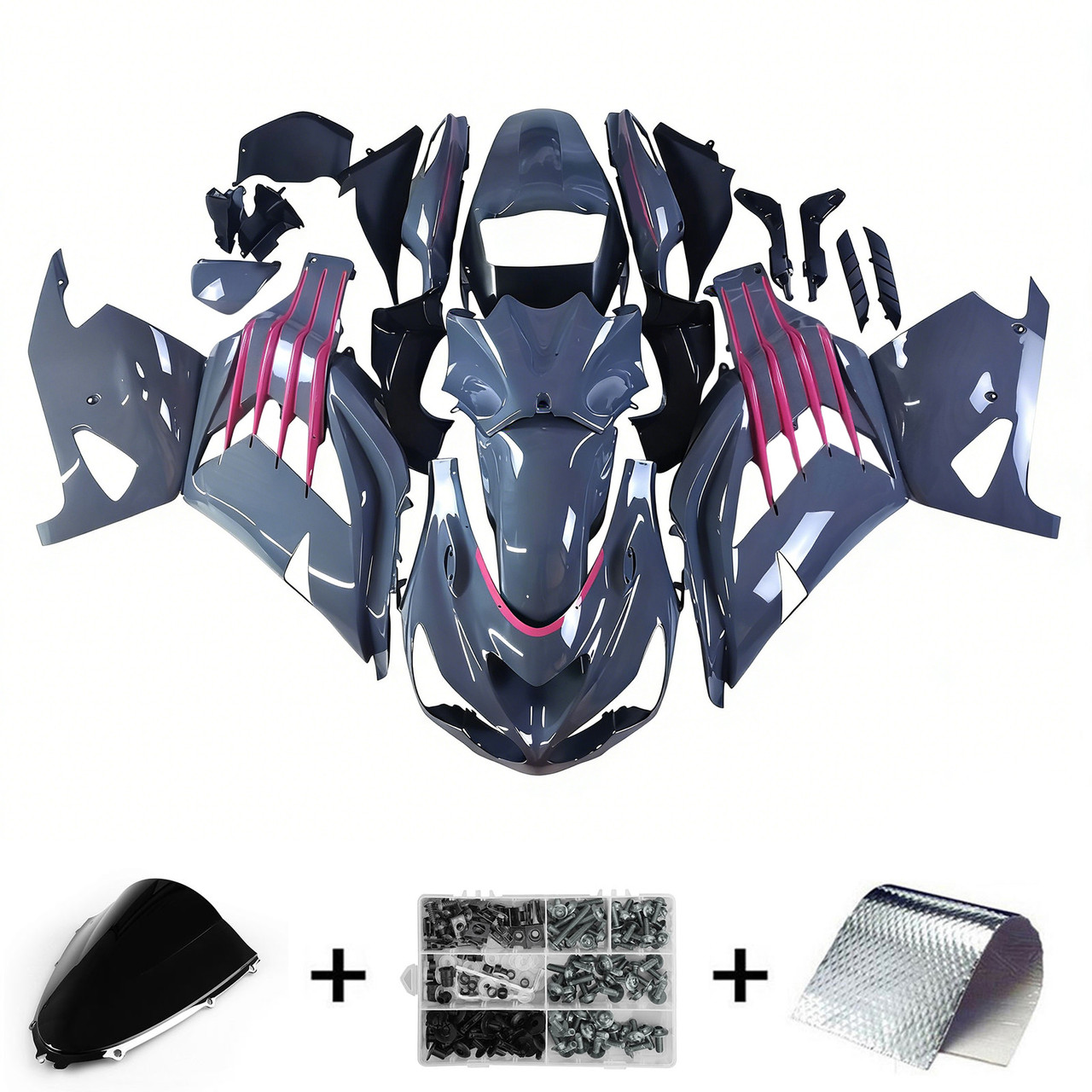 2012-2022 Kawasaki ZX14R ZZR1400 Gray Black & Pink Fairing Kit