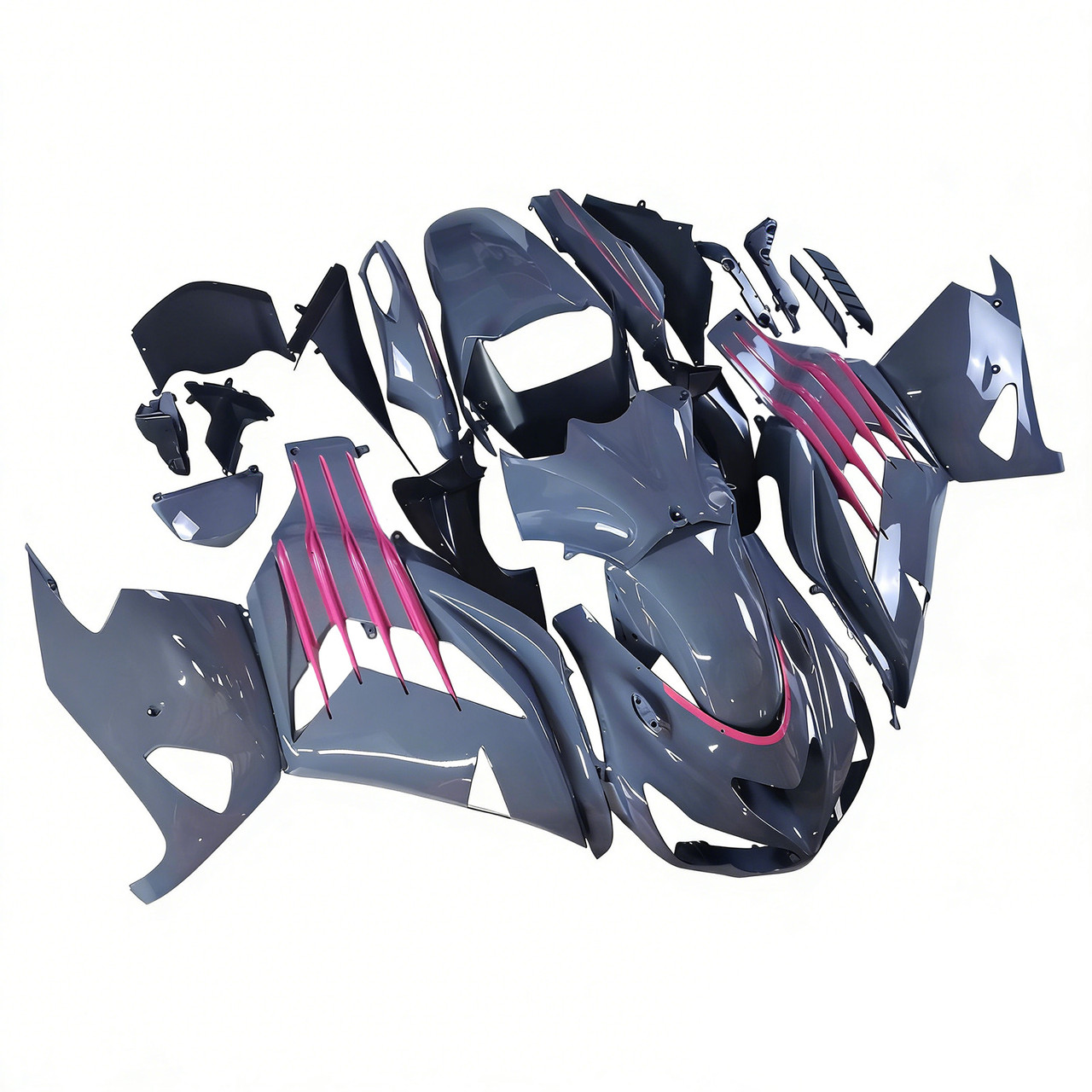 2012-2022 Kawasaki ZX14R ZZR1400 Gray Black & Pink Fairing Kit