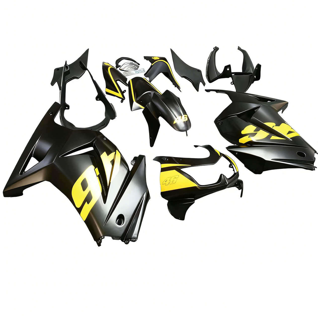 2008-2012 Kawasaki EX250 Ninja250R Black & Yellow Fairing Kit