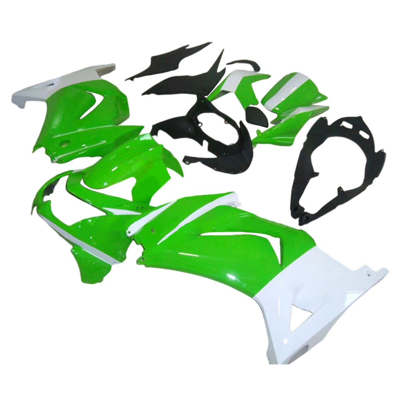 2008-2012 Kawasaki EX250 Ninja250R Green White & Black Fairing Kit