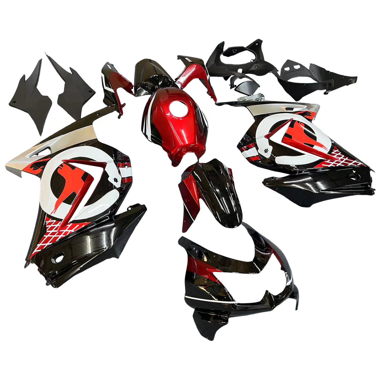 2008-2012 Kawasaki EX250 Ninja250R Black & Red Fairing Kit 1