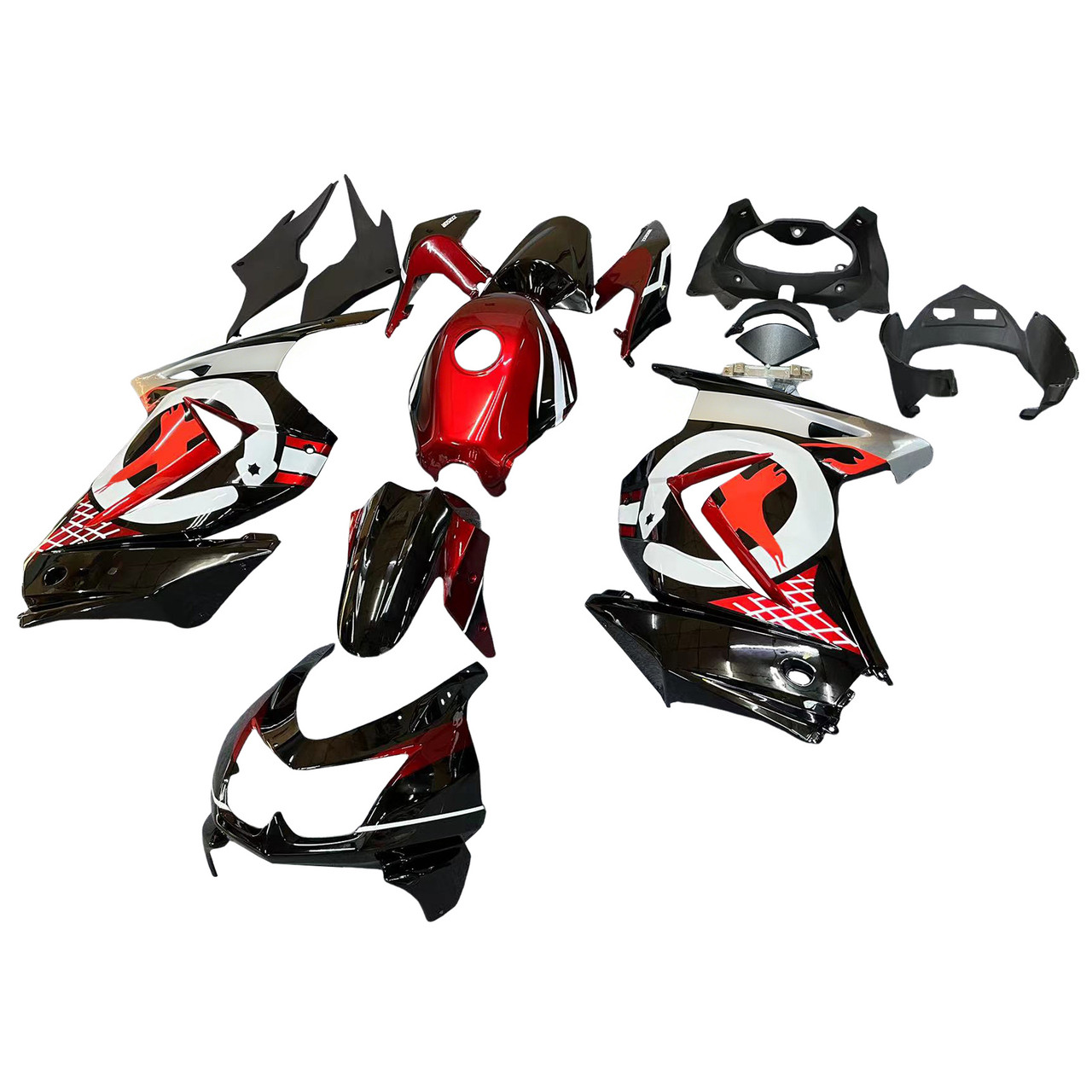 2008-2012 Kawasaki EX250 Ninja250R Black & Red Fairing Kit 1