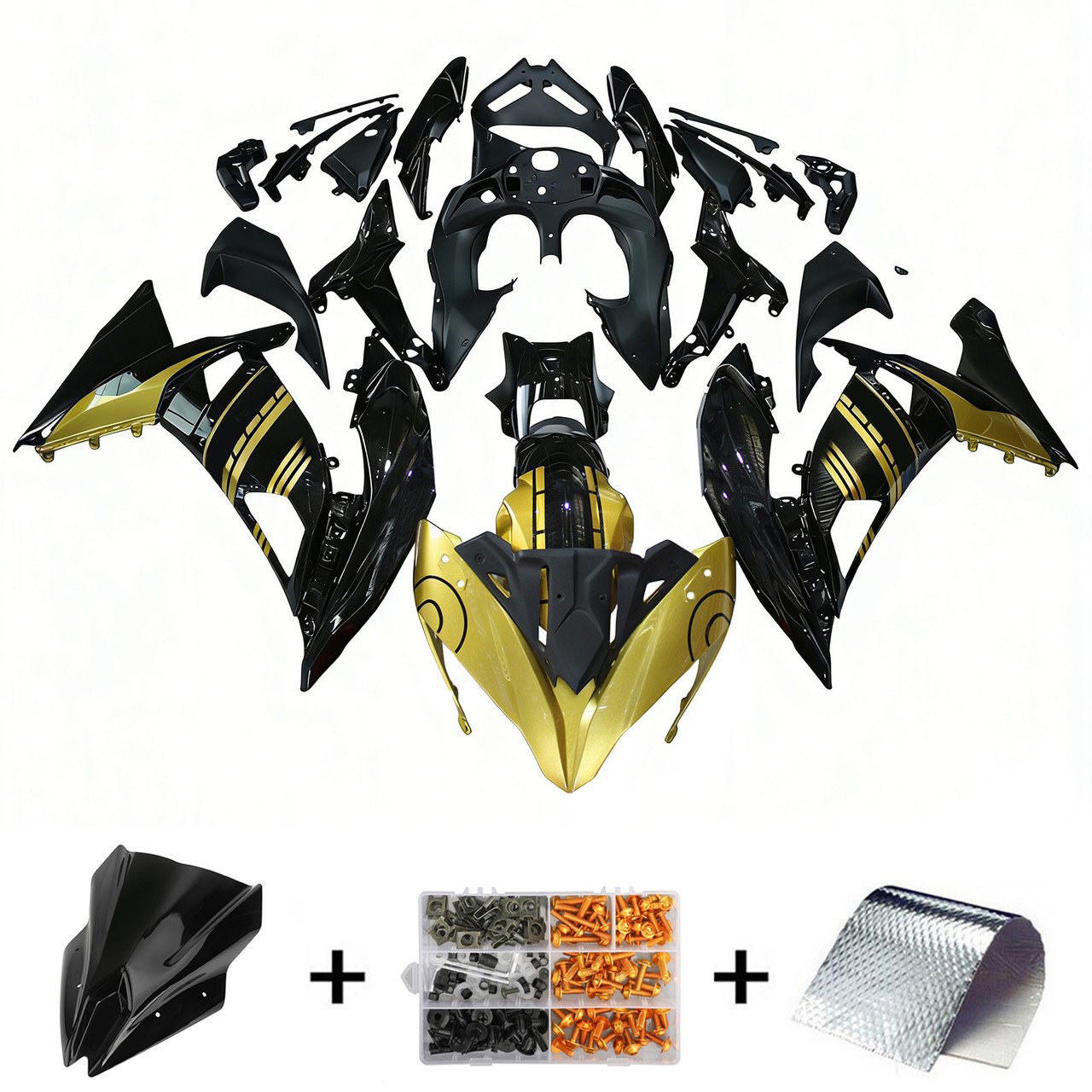 2017-2019 Kawasaki ER6F/Ninja650R Black Gold Fairing Kit
