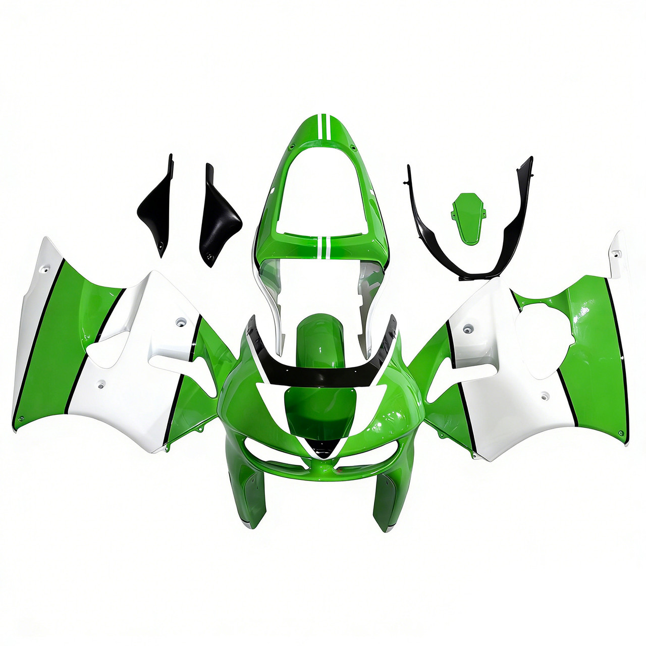 1998-1999 Kawasaki ZX6R White Green Fairing Kit