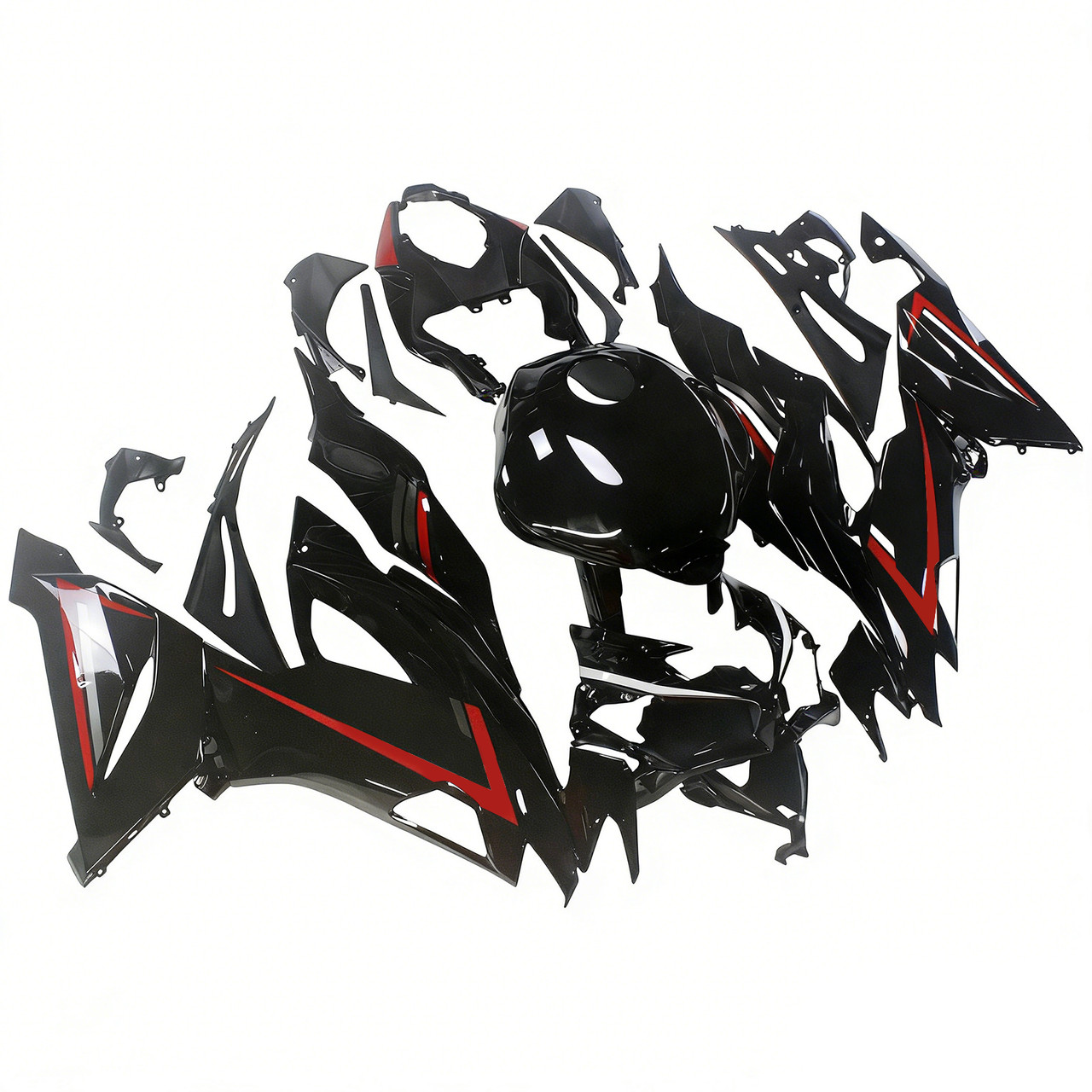 2019-2023 Kawasaki ZX6R Glossy Red Black Fairing Kit