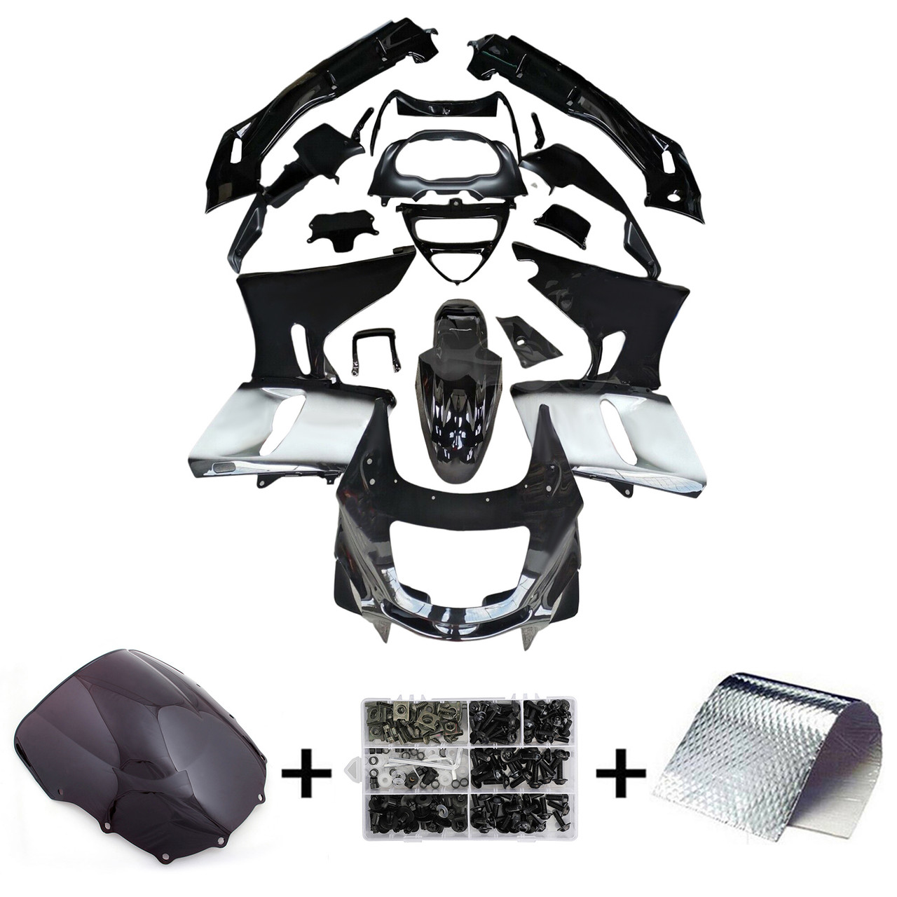 Kawasaki 93-07 ZZR400 & 98-03 ZZR600 Black Fairing Kit