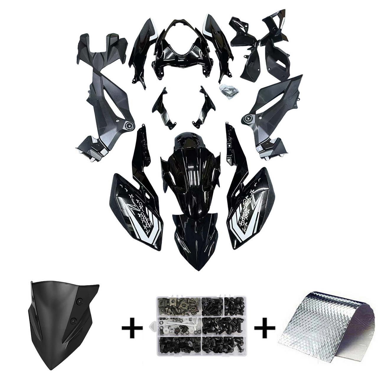 2018-2024 Kawasaki Z400 Black Fairing Kit