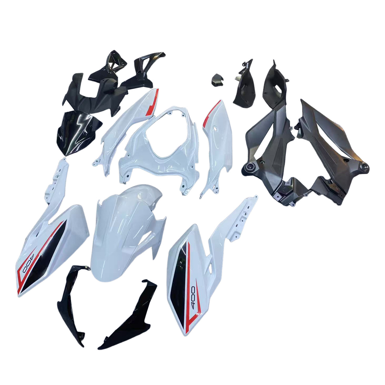 2018-2024 Kawasaki Z400 Black White Red Fairing Kit
