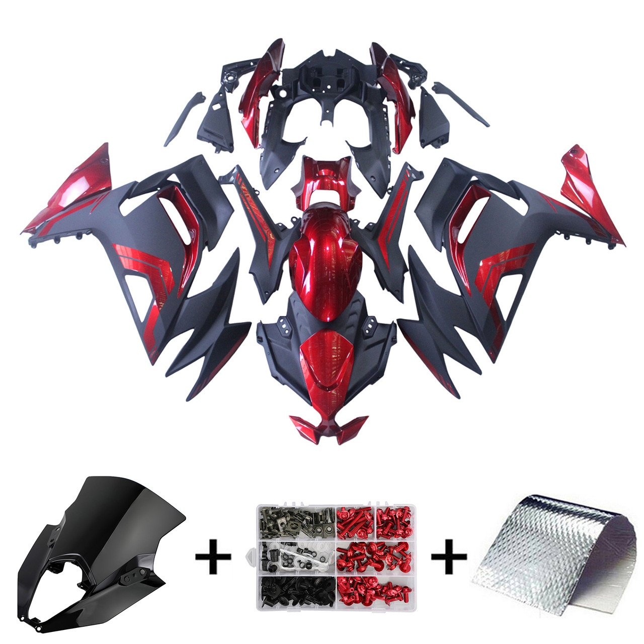 2020-2025 Kawasaki ER-6F Ninja650 Black Red Fairing Kit