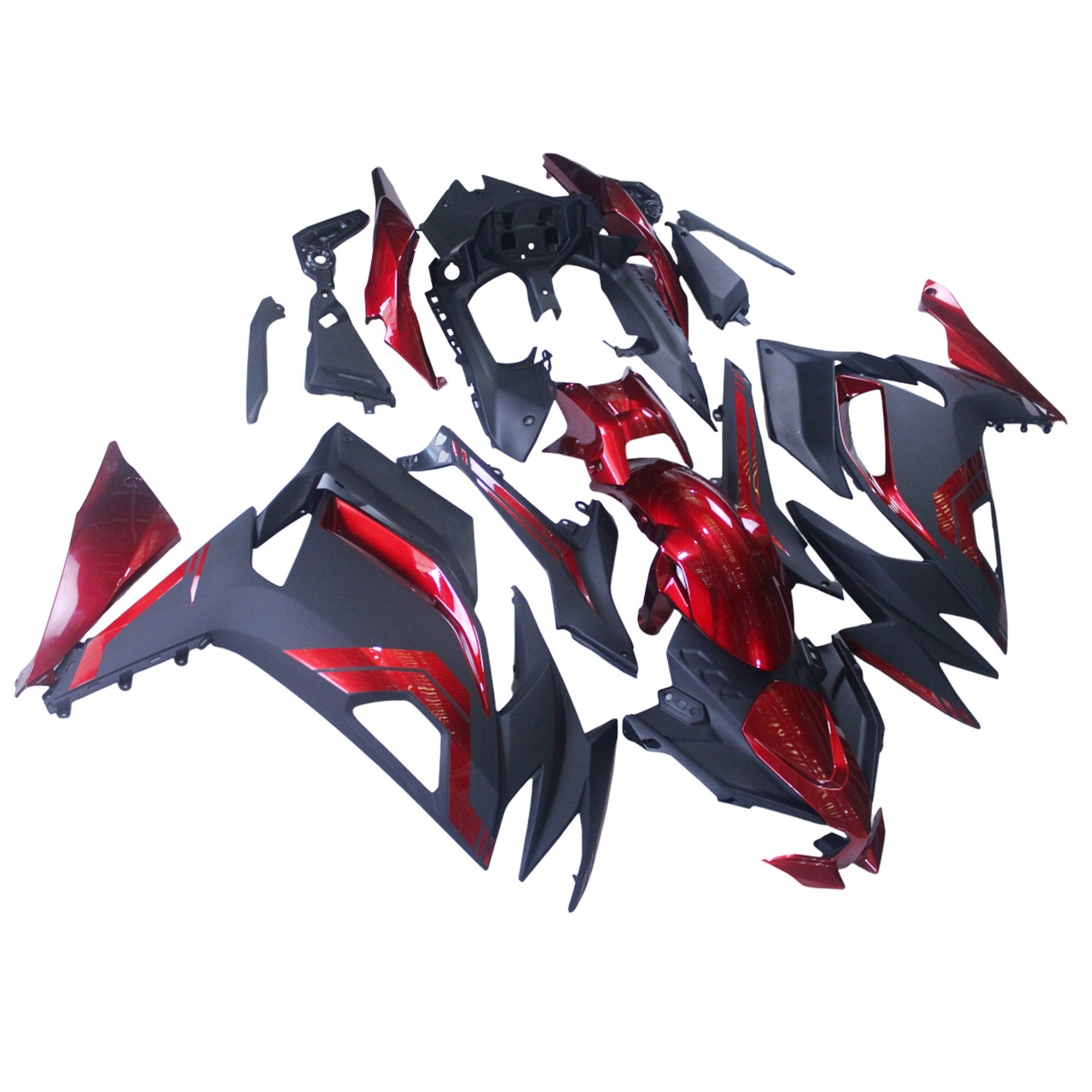 2020-2025 Kawasaki ER-6F Ninja650 Black Red Fairing Kit