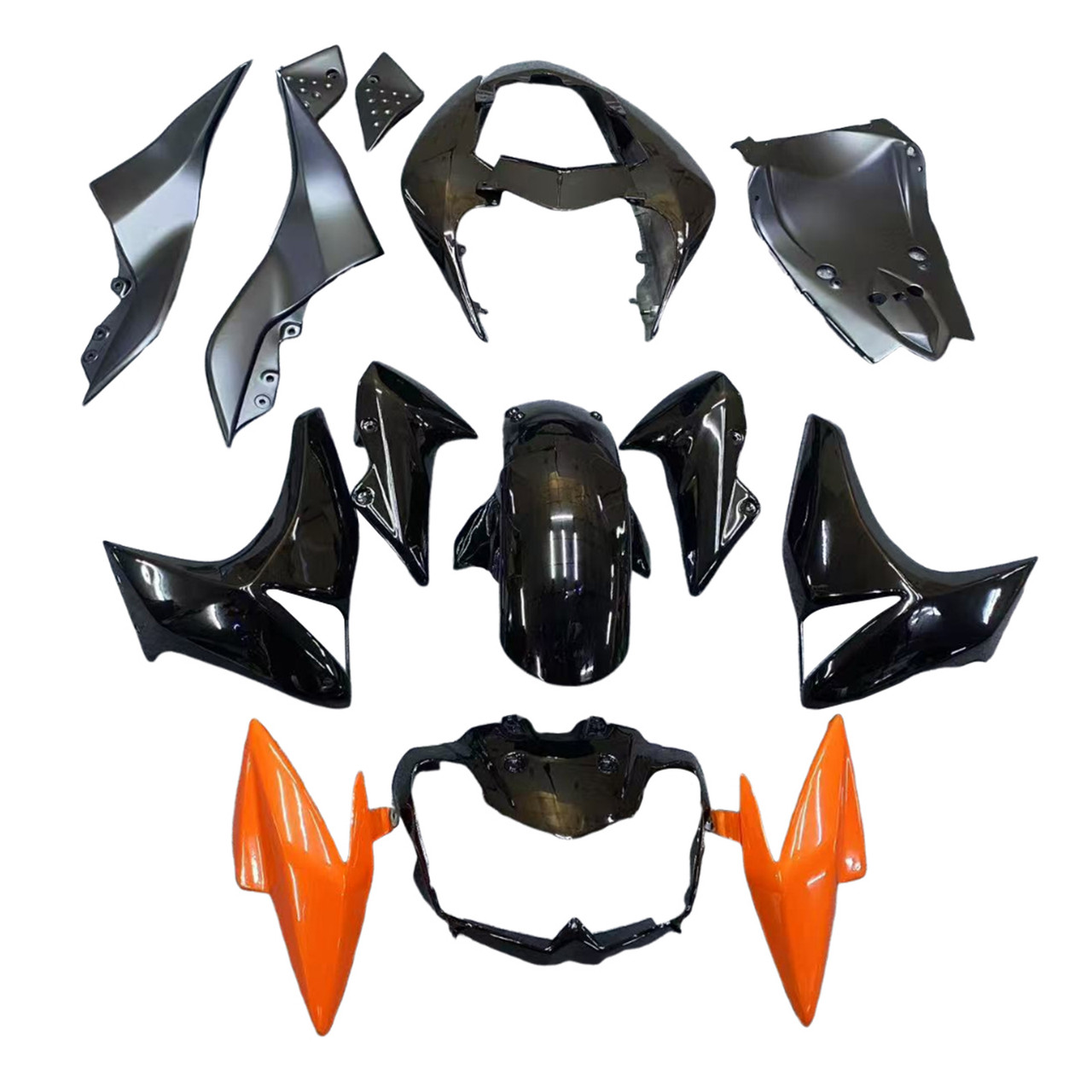 2007-2009 Kawasaki Z1000 Black Orange Fairing Kit