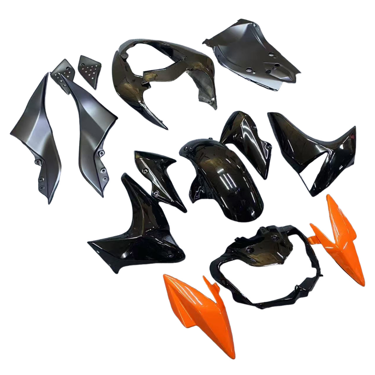 2007-2009 Kawasaki Z1000 Black Orange Fairing Kit