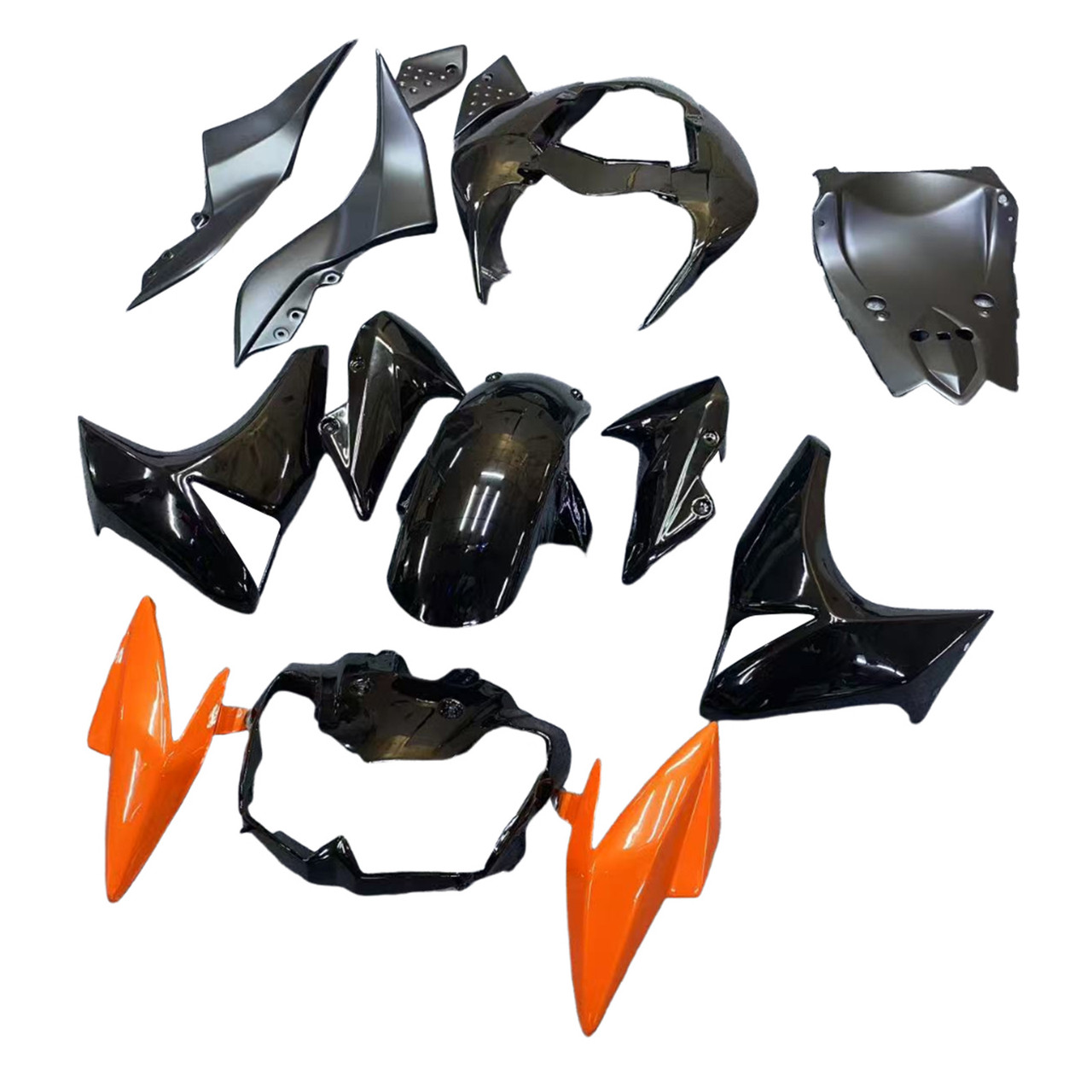 2007-2009 Kawasaki Z1000 Black Orange Fairing Kit