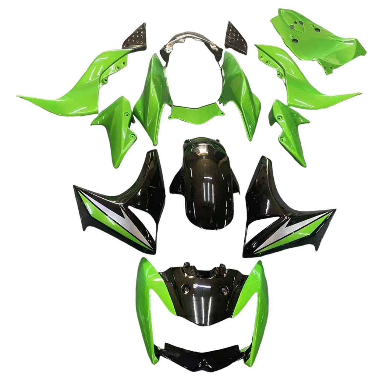 2007-2009 Kawasaki Z1000 Glossy Black Green Fairing Kit