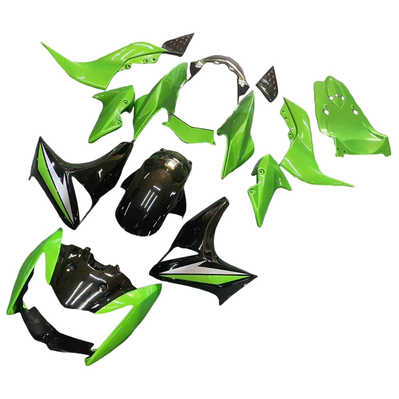 2007-2009 Kawasaki Z1000 Glossy Black Green Fairing Kit