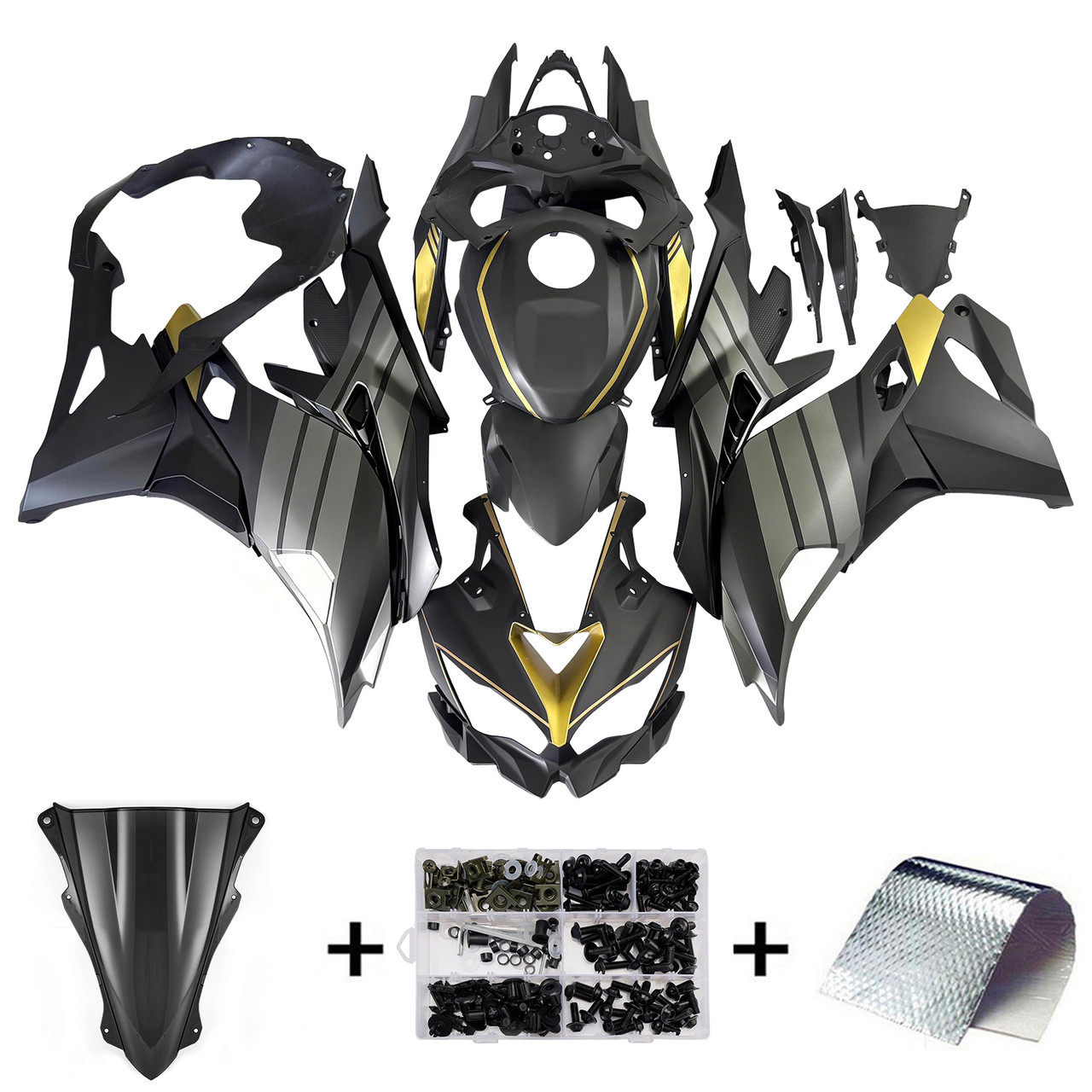 2019-2025 Kawasaki Ninja ZX25R ZX4R ZX4RR Black Grey Gold Fairing Kit