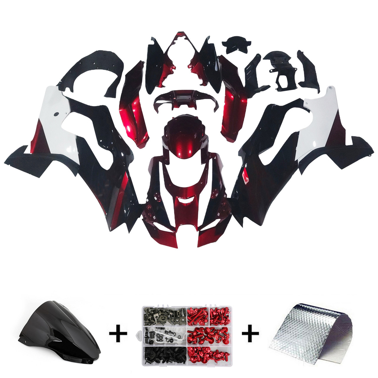 2021-2025 Kawasaki ZX10R ZX10RR Glossy Black White Red Fairing Kit