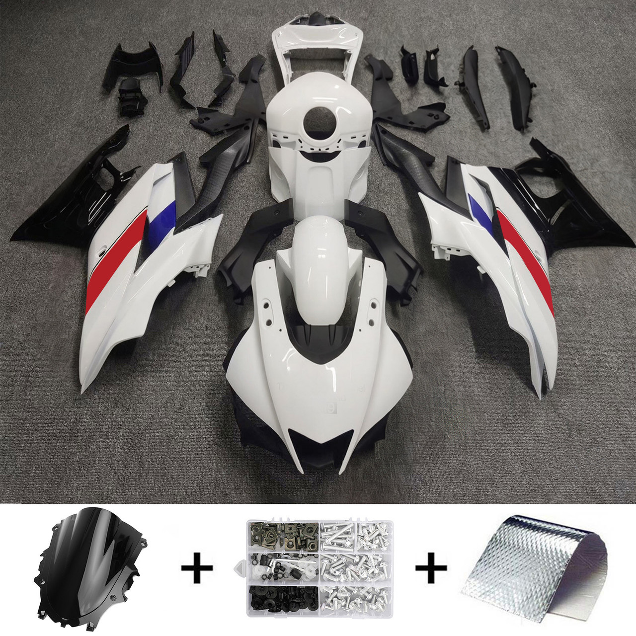 2022-2024 Yamaha YZF-R3 & R25 Black White Fairing Kit