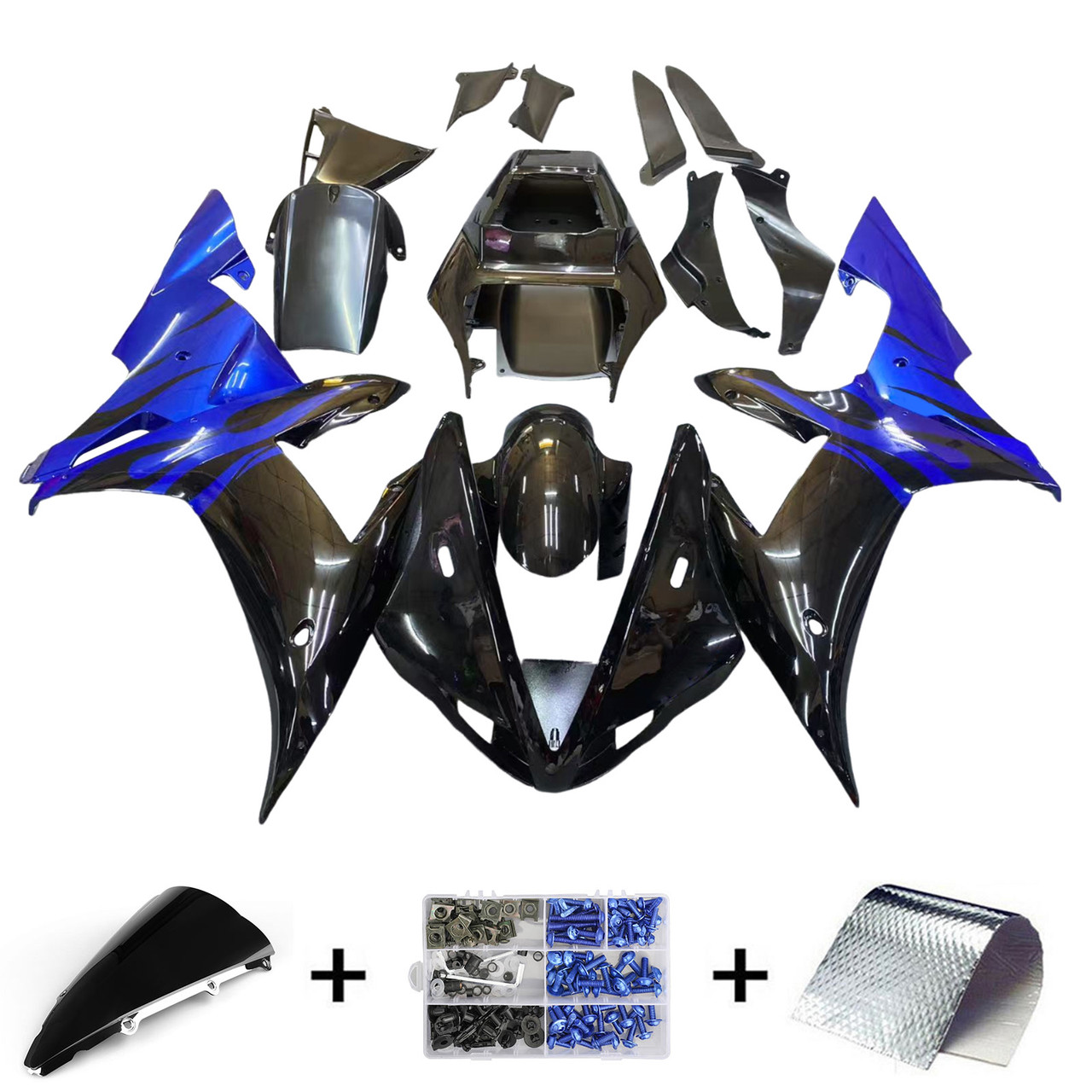 2002-2003 Yamaha YZF R1 Blue Black Fairing Kit