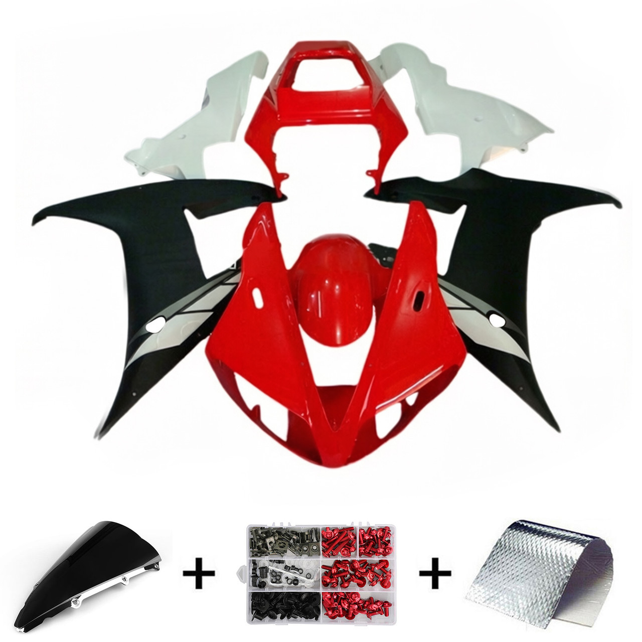 2002-2003 Yamaha YZF R1 Black Red White Fairing Kit