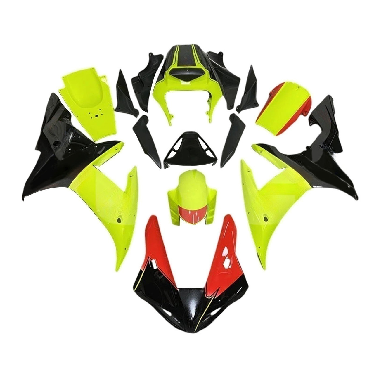 2002-2003 Yamaha YZF R1 Black Red Light Green Yellow Fairing Kit